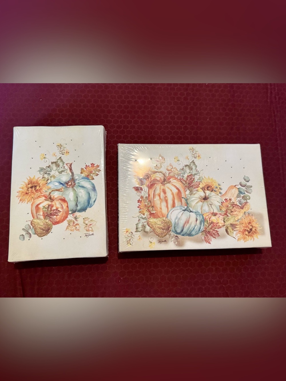 Autumn Pumpkins Canvas Wall Art - Blue and Orange